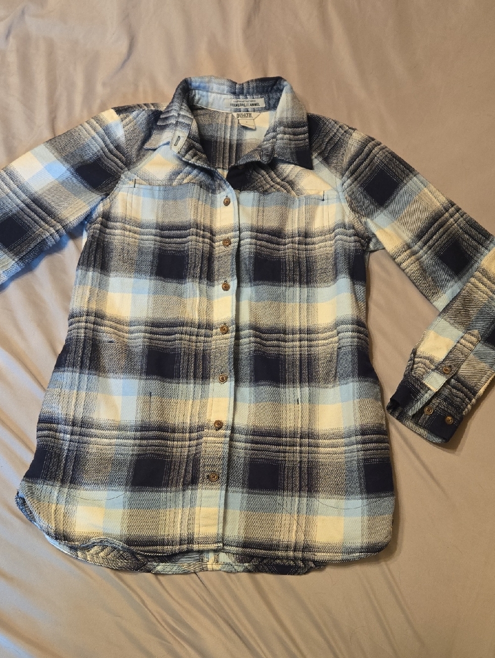 Duluth Trading Co Navy & Light Blue Plaid Button-Down Shirt
